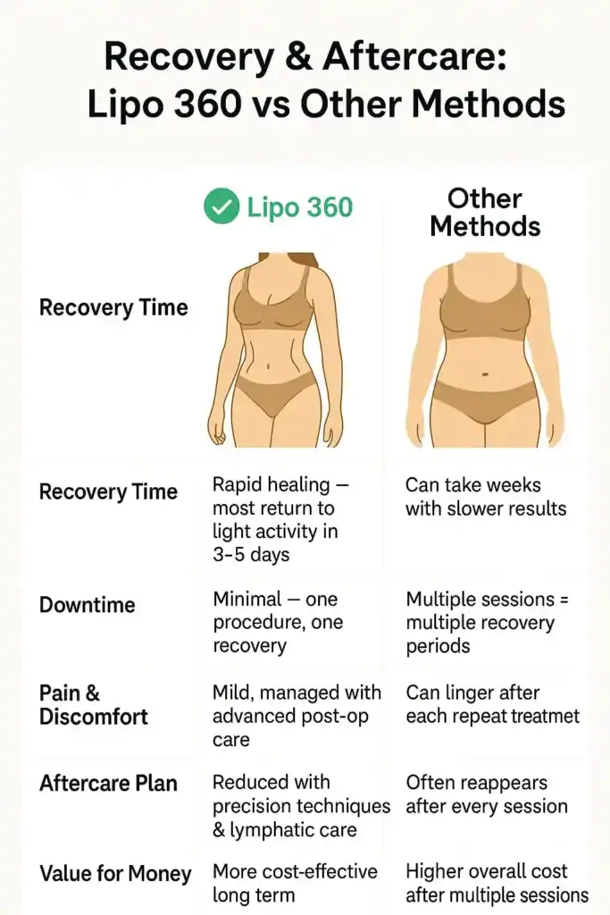 Recovery and Aftercare for Fat-Dissolving Surgery 2 Table to show fat dissolving injection aftercare Newport