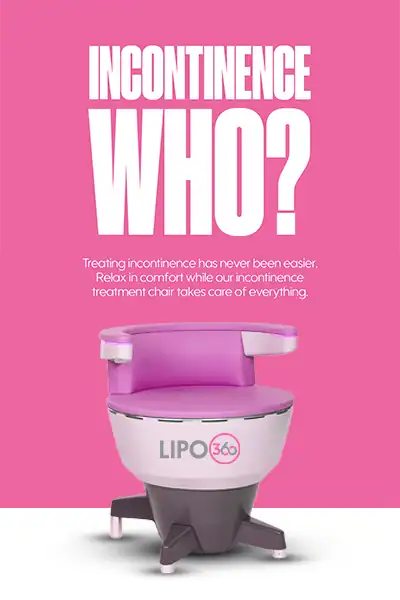 LIPO360 EMS Chair Can Help with Urinary Incontinence 2 Image of a urinary incontinence treatment seat Newport