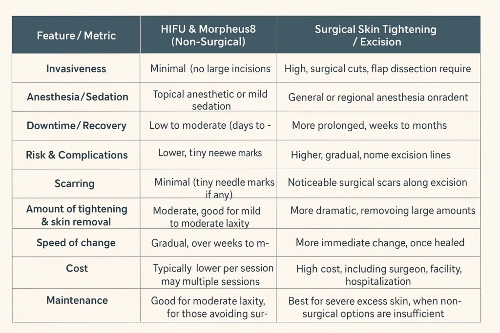 The Science of Skin Tightening 2 Table of skin tightening Newport benefits compared to surgical options